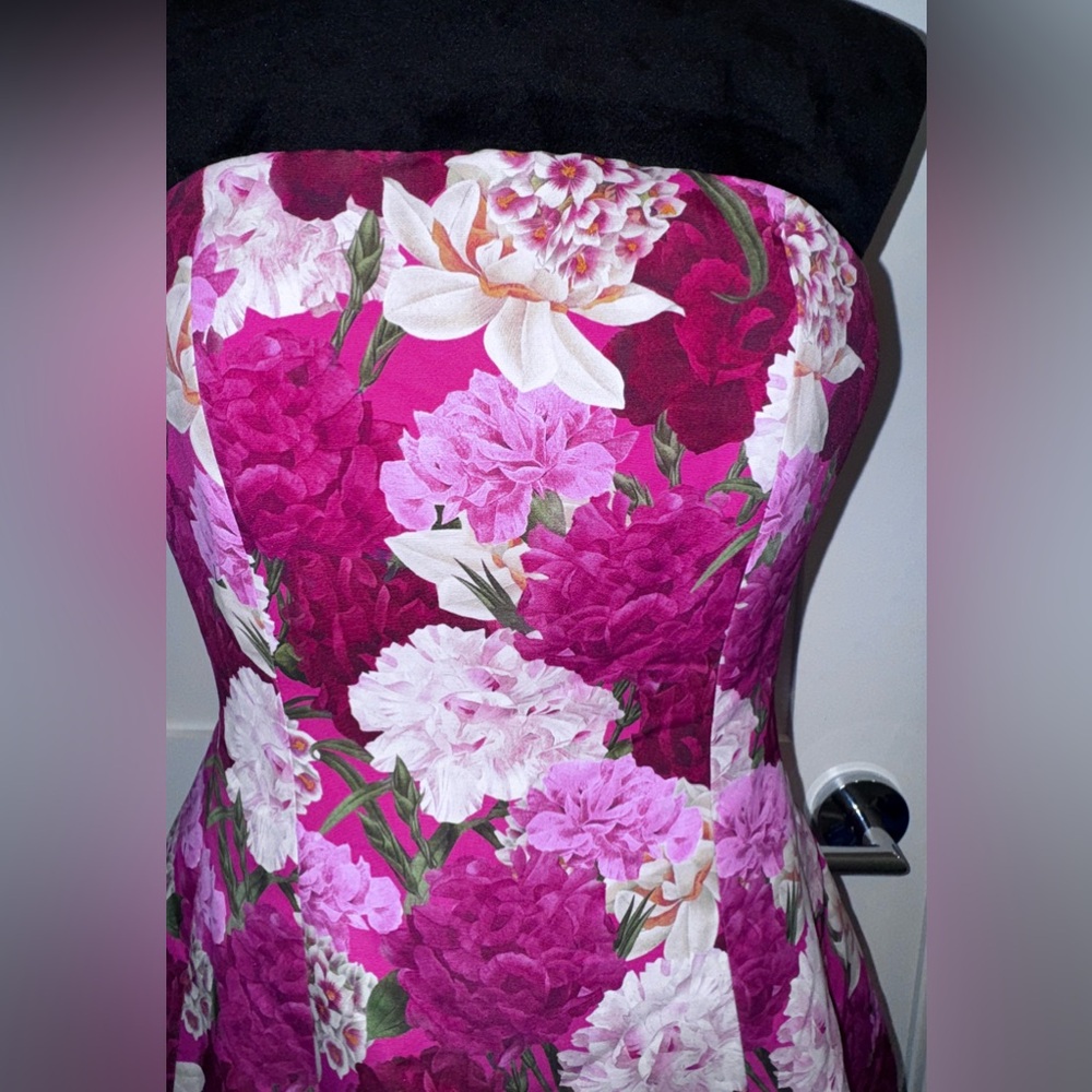 Sachin & Babi Coco Pink Floral strapless A-Line Mini Dress 6 - Picture 3 of 4